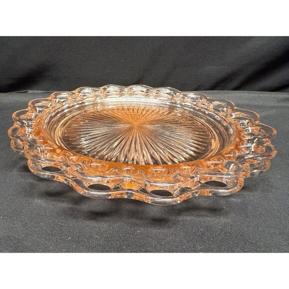 Set of 2 Anchor Hocking Old Colony Lace Edge Pink depression glass plate Platter - Picture 7 of 8